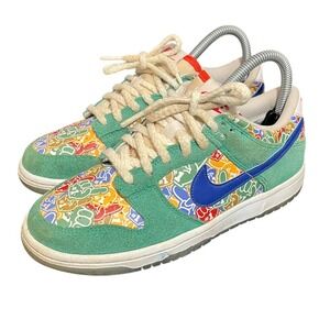 Nike Dunk Low Sneakers Youth 5Y Green Foam Finger DZ5299-300 Multi Color Suede
